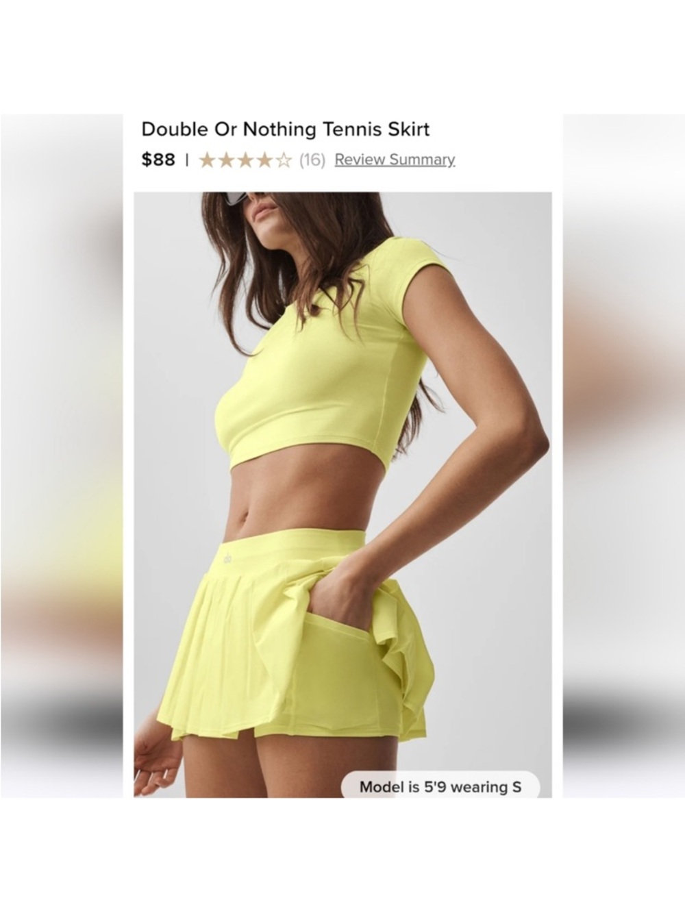 ALO Yoga Double Or Nothing Tennis Skirt in Bright Yellow